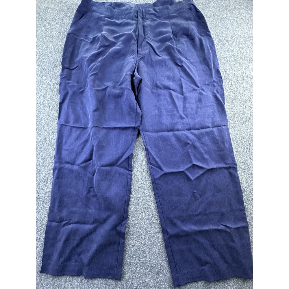 Gap Pants Womens Size 18 Petite Navy Blue Lightweight Pockets Wide Leg Tencel